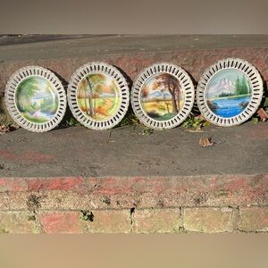 KasugaWare Reticulated Seasons Wall Plate Winter Spring Summer Fall Hanging